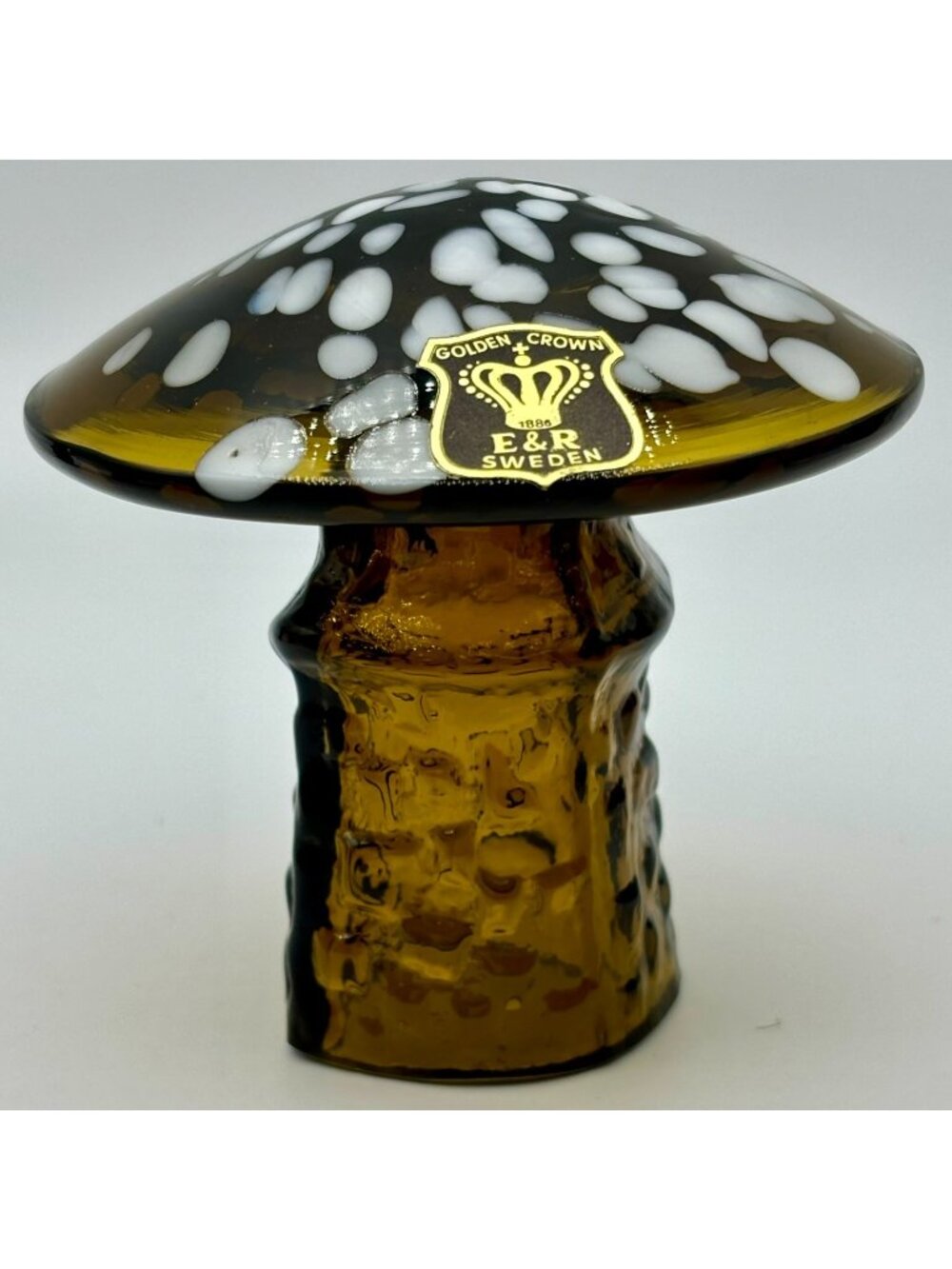 Bo Borgstrom Åseda Ebeling Reuss Sweden Hand Blown Glass Mushroom-3 inch NOS